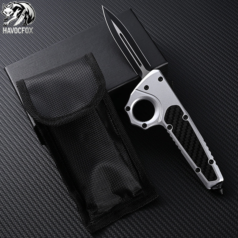 Black/Silver Tactical OTF Automatic Knife
