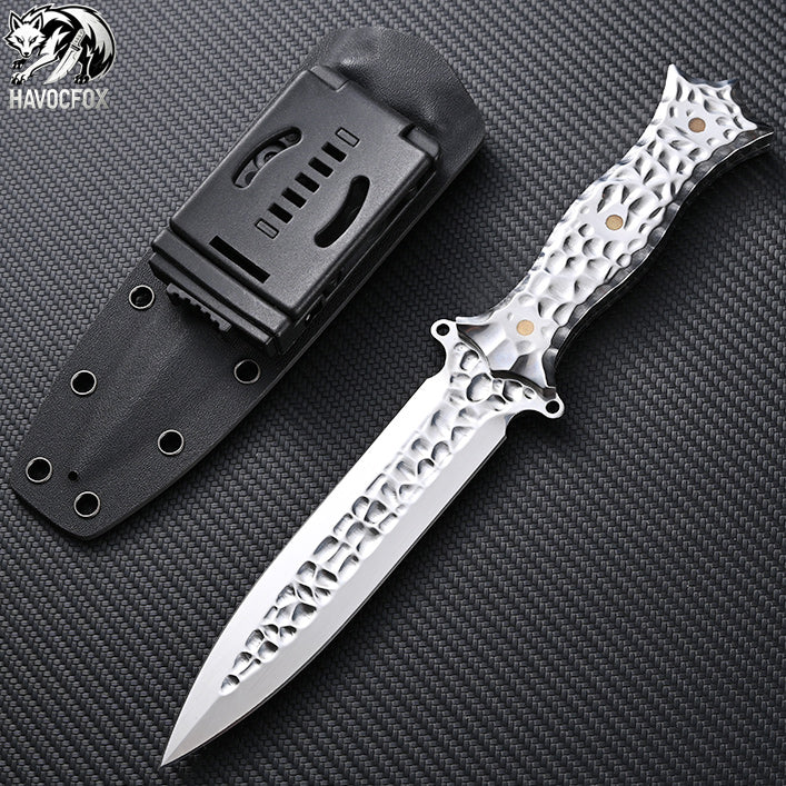 Hammer Texture Double Edge Tactical Dagger Fixed Blade Knife