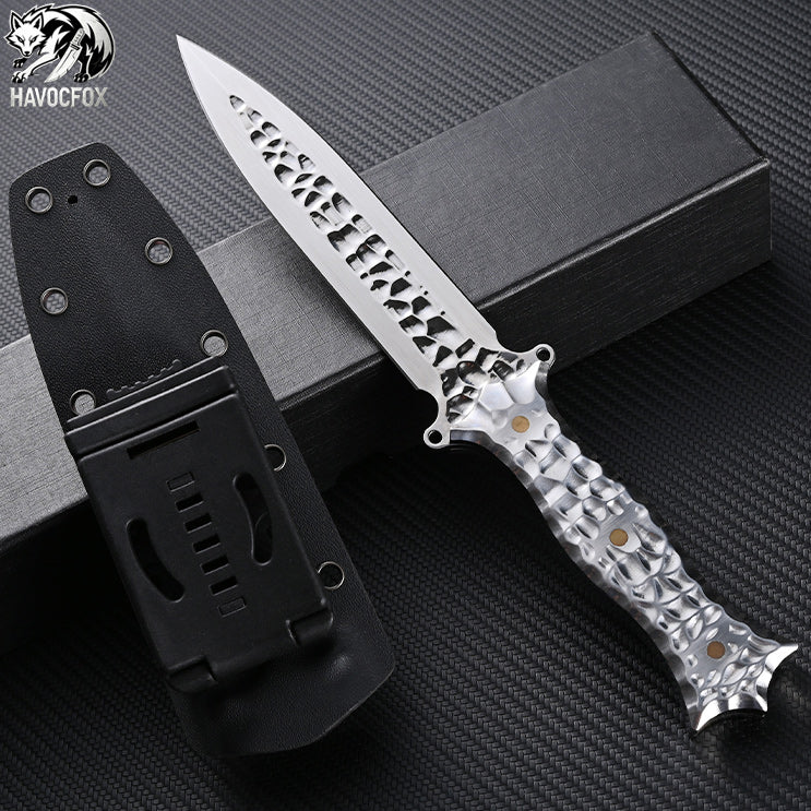 Hammer Texture Double Edge Tactical Dagger Fixed Blade Knife