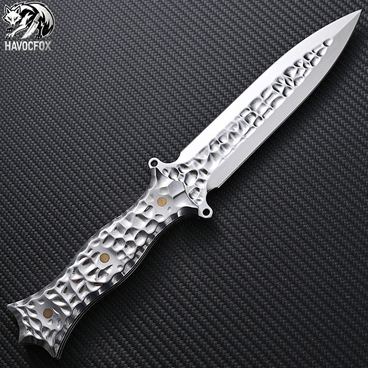 Hammer Texture Double Edge Tactical Dagger Fixed Blade Knife