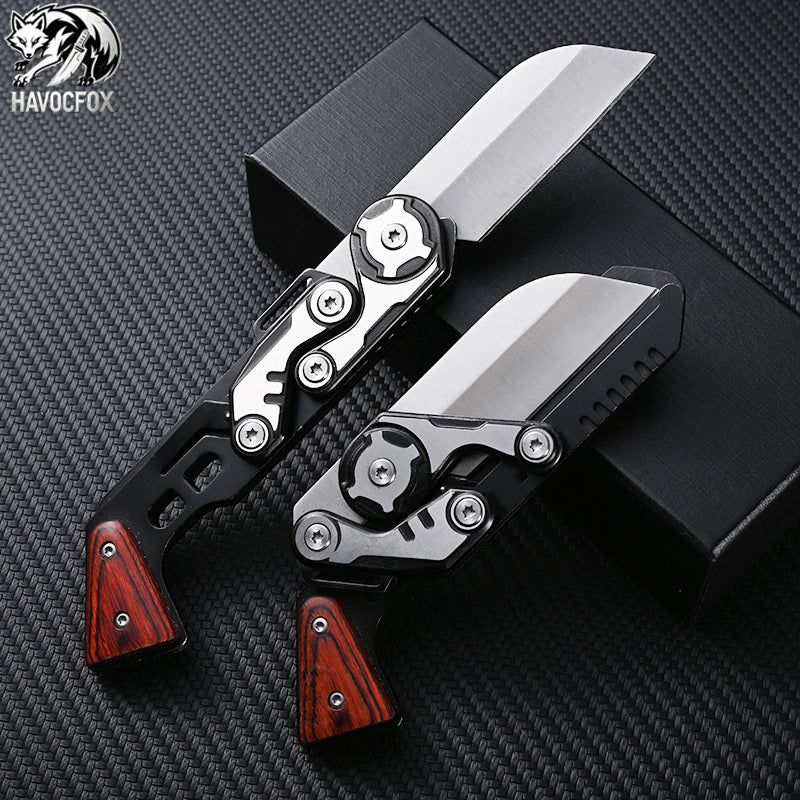Multi-functional Mecha Style Mechanical Linkage Folding EDC Utility Pocket Knife