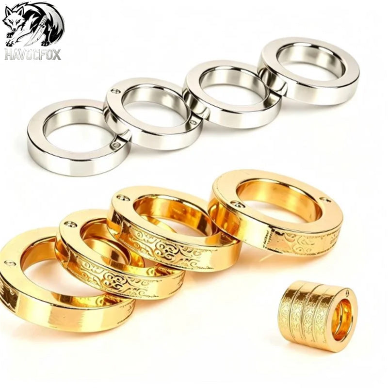 Four Finger Brass Knuckle Duster Fidget Ring Stainless Steel Foldable Defense-GS140