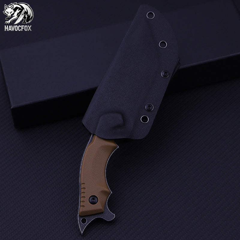 Tan G10 Handle Half Serrated Tanto Tactical Fixed Blade Survival Knife
