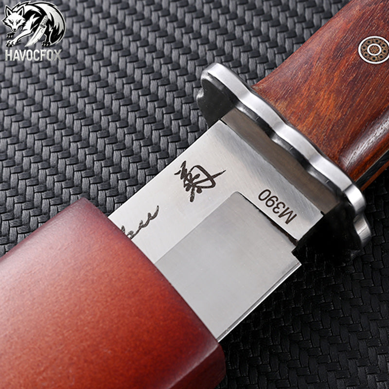 Japanese-style flat-head short blade multi-functional outdoor fixed-blade knife