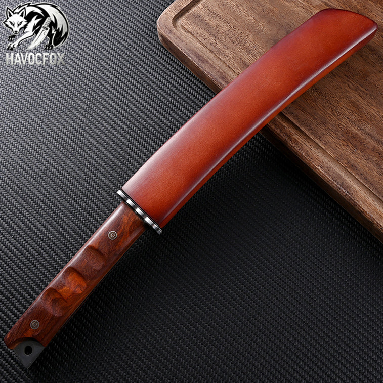 Japanese-style flat-head short blade multi-functional outdoor fixed-blade knife