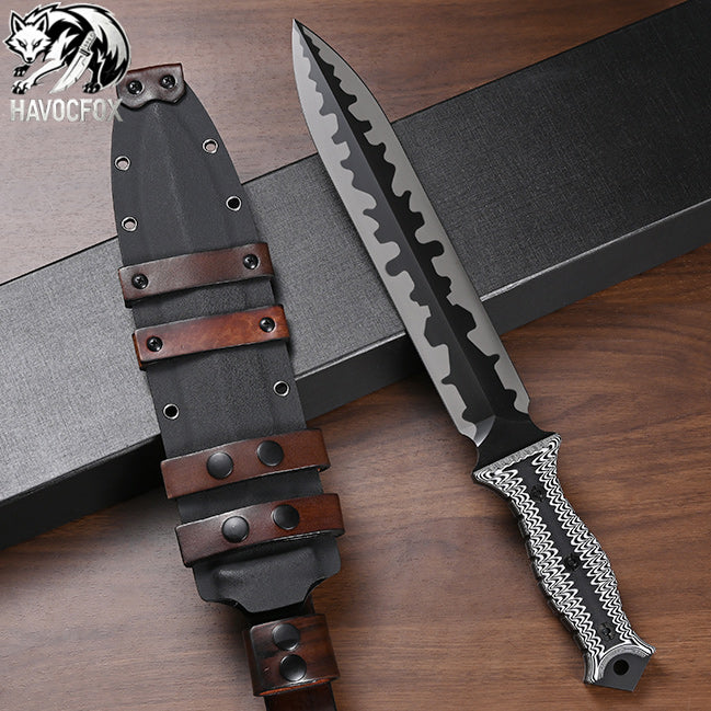 Miller Bros M9 Wave Pattern Micarta Handle Full Tang Survival Tactical Dagger Fixed Blade Knife