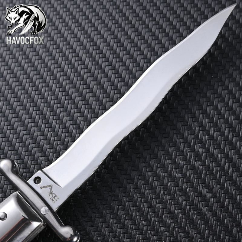 10-inch Italian Stiletto Wave Blade Side-Opening Automatic Knife