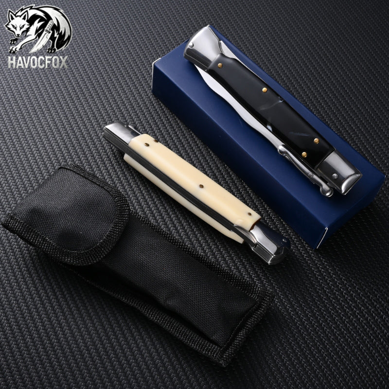 10-inch Italian Stiletto Wave Blade Side-Opening Automatic Knife