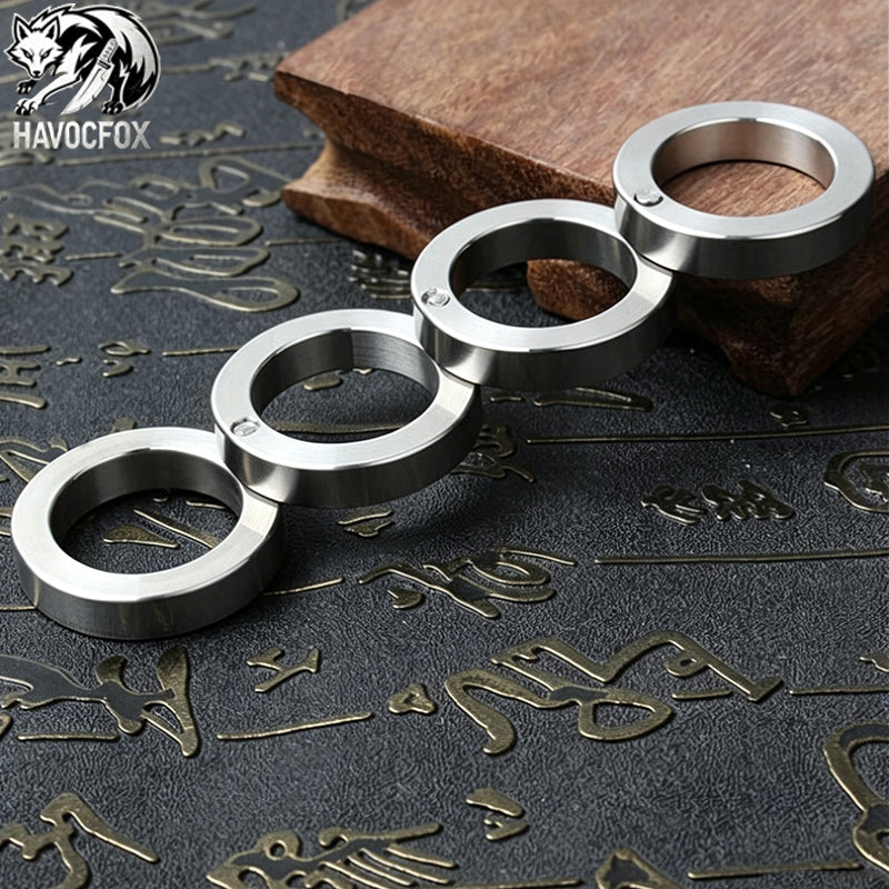 Four Finger Brass Knuckle Duster Fidget Ring Stainless Steel Foldable Defense-GS140