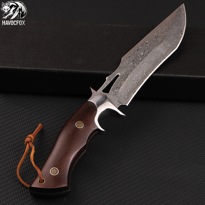 Damascus steel multi-functional tactical straight knife