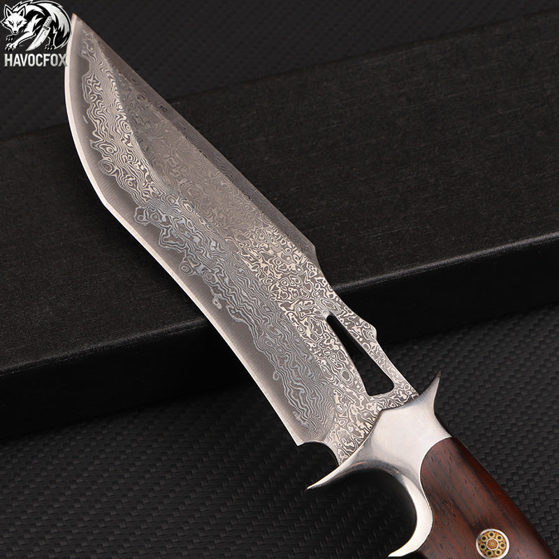Damascus steel multi-functional tactical straight knife