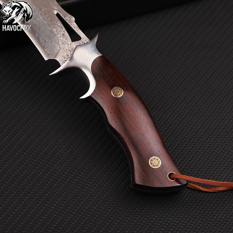 Damascus steel multi-functional tactical straight knife