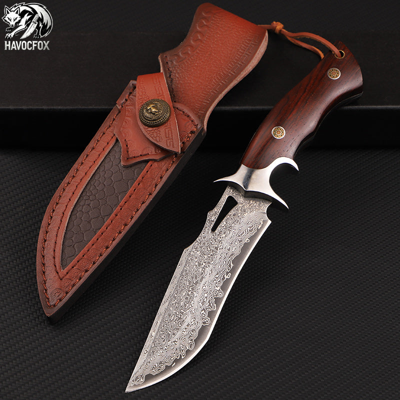 Damascus steel multi-functional tactical straight knife