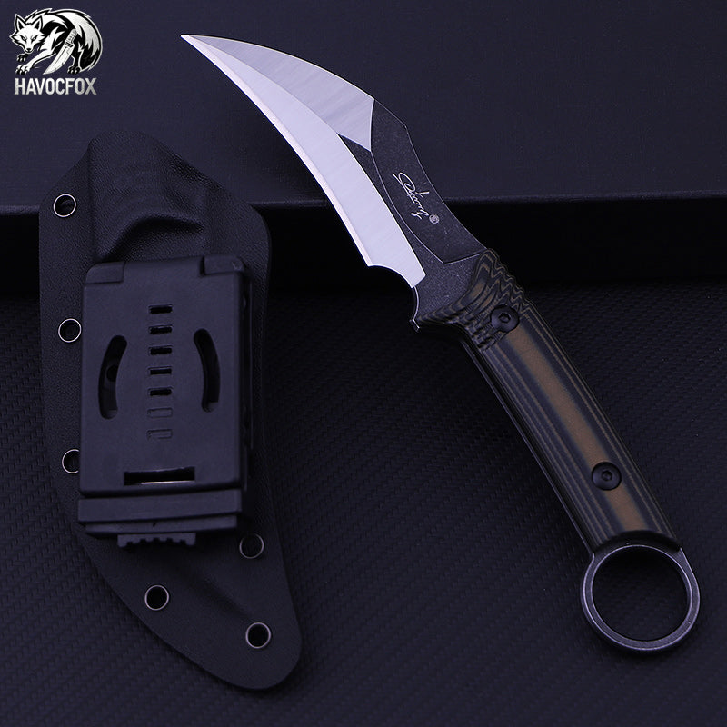 Camo G10 Finger Ring Fixed Blade Karambit Knife