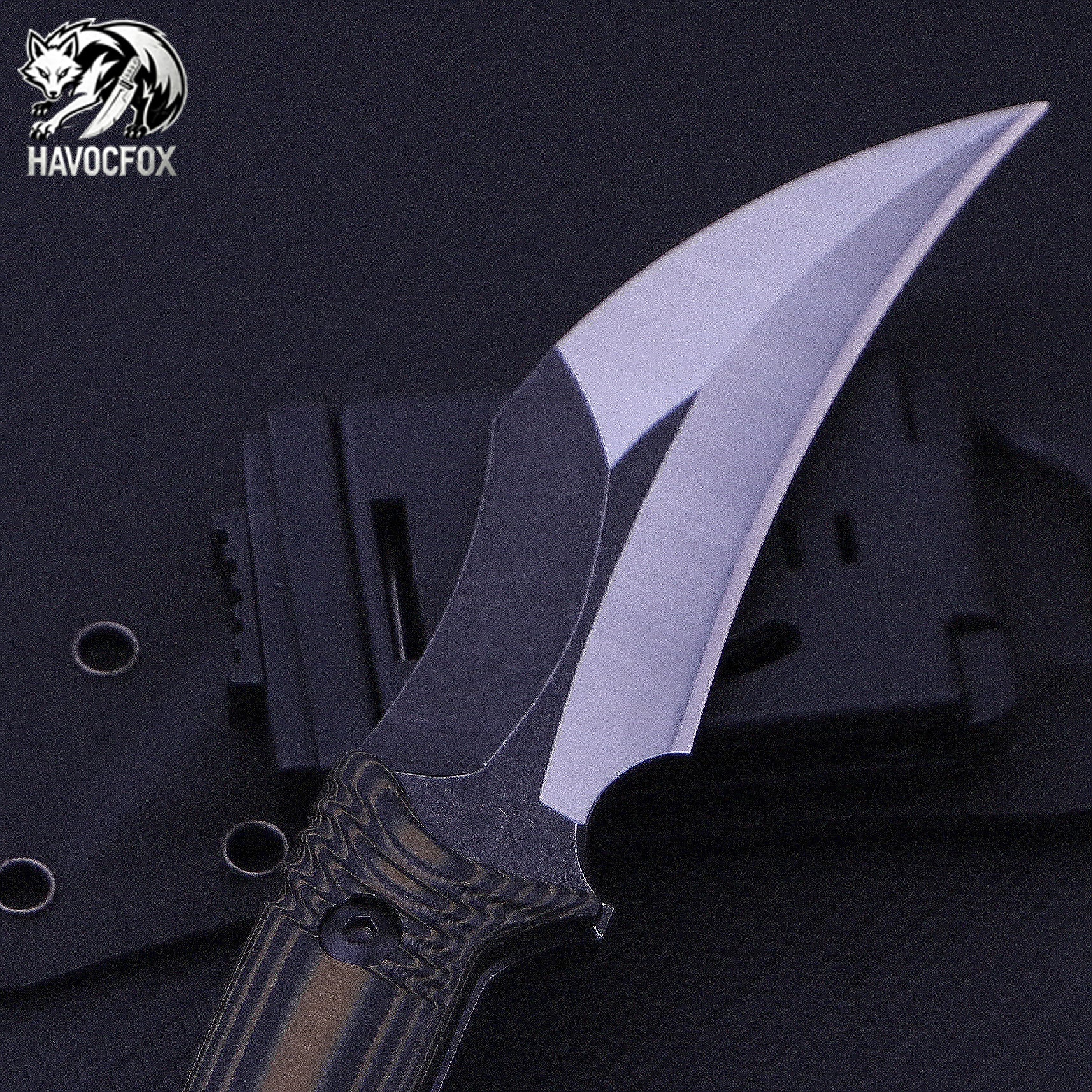 Camo G10 Finger Ring Fixed Blade Karambit Knife