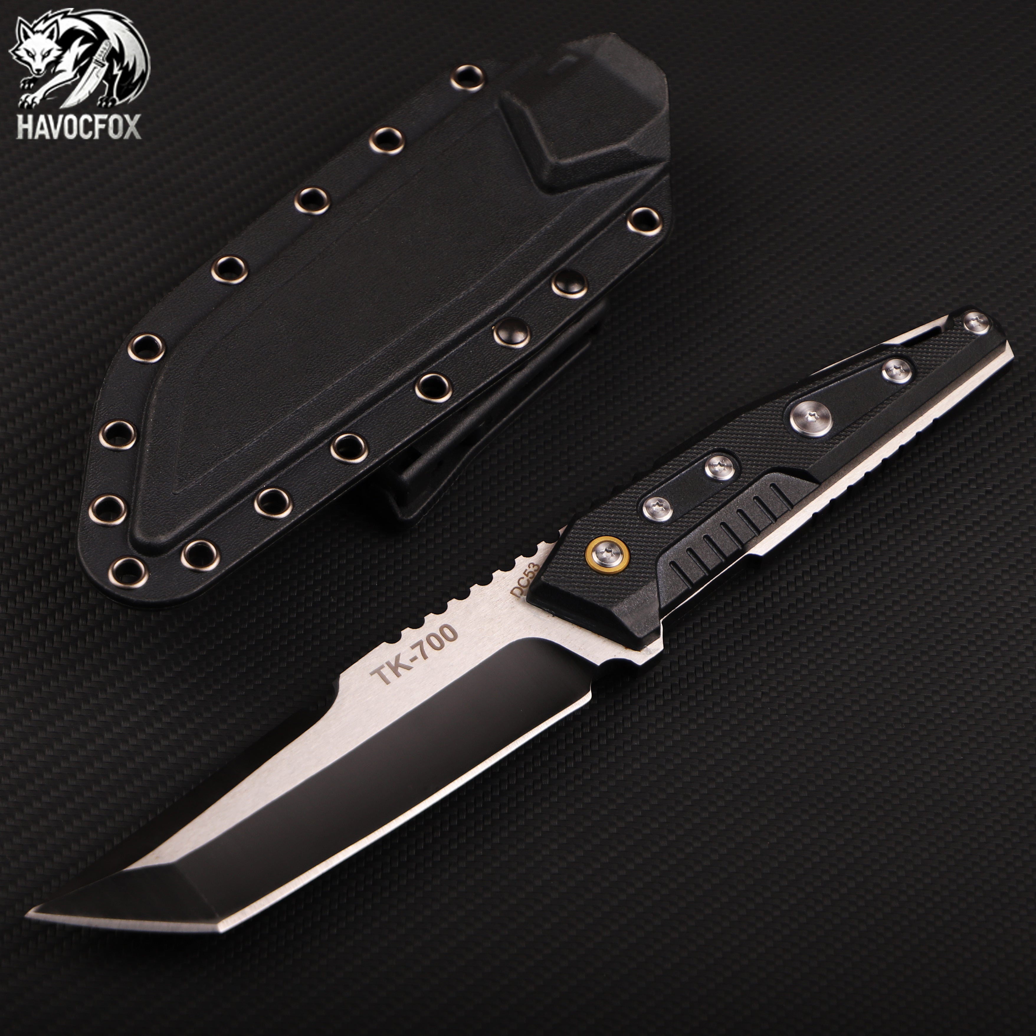 Black Tanto Tactical Fixed Blade Knife