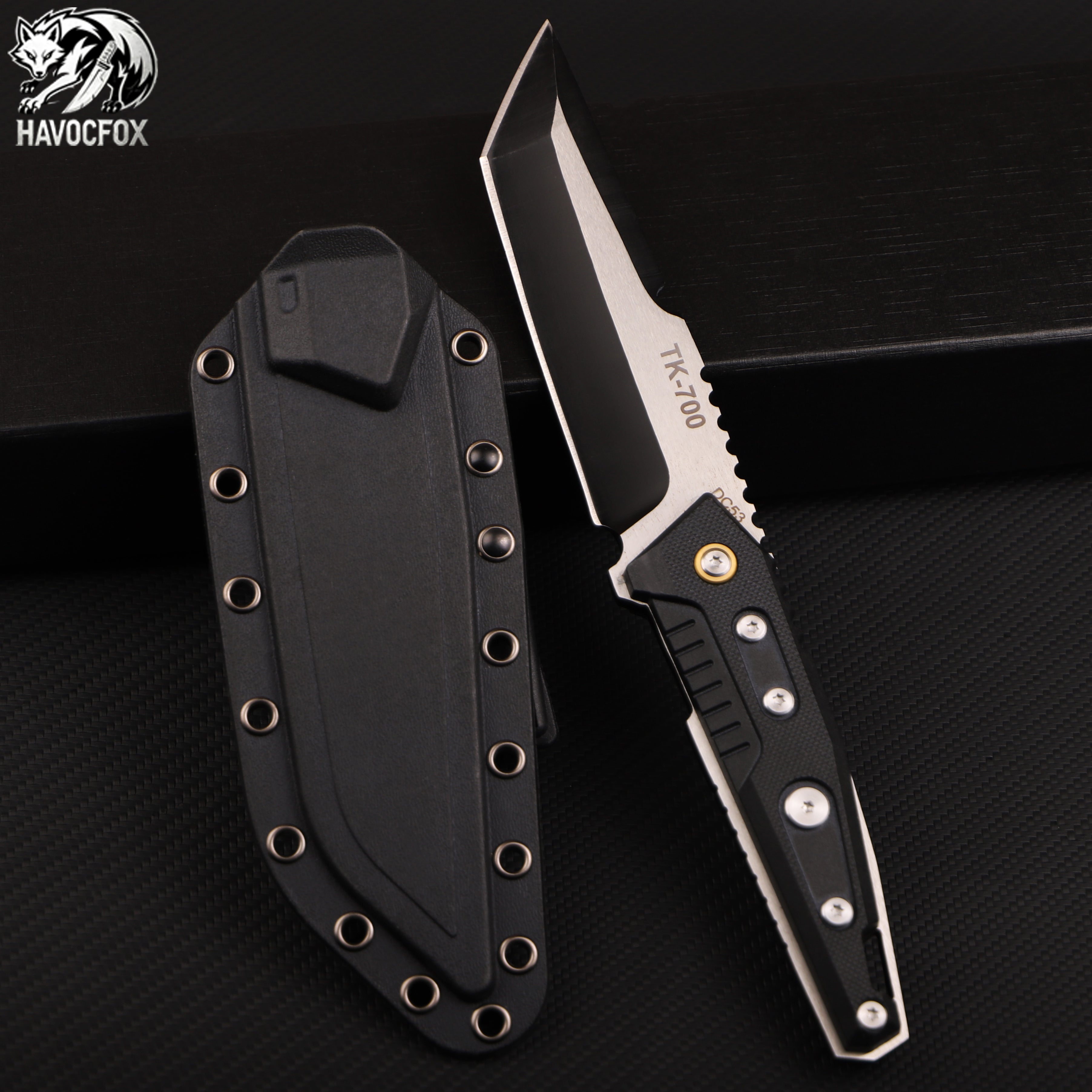 Black Tanto Tactical Fixed Blade Knife
