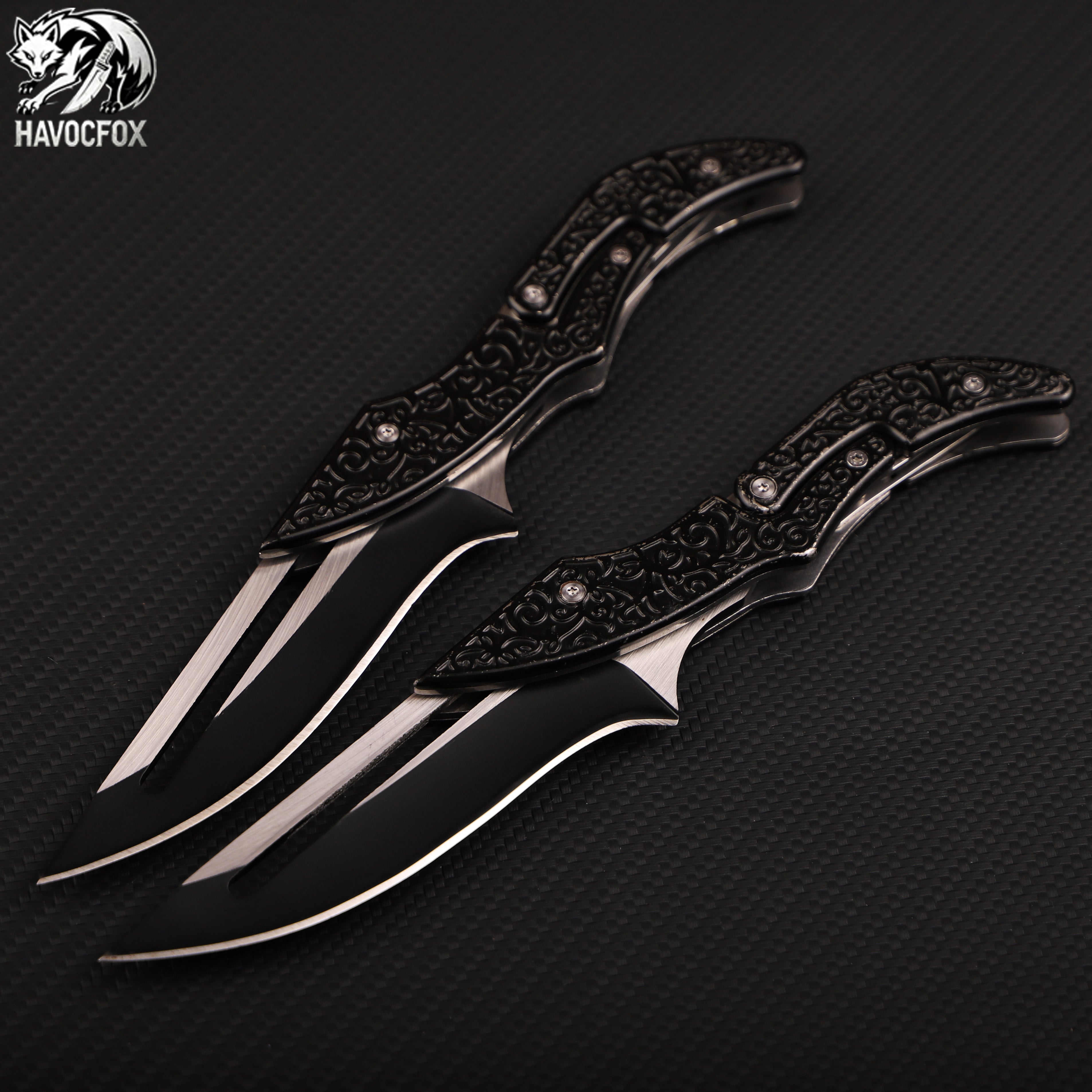 Black transformable mechanical folding knife