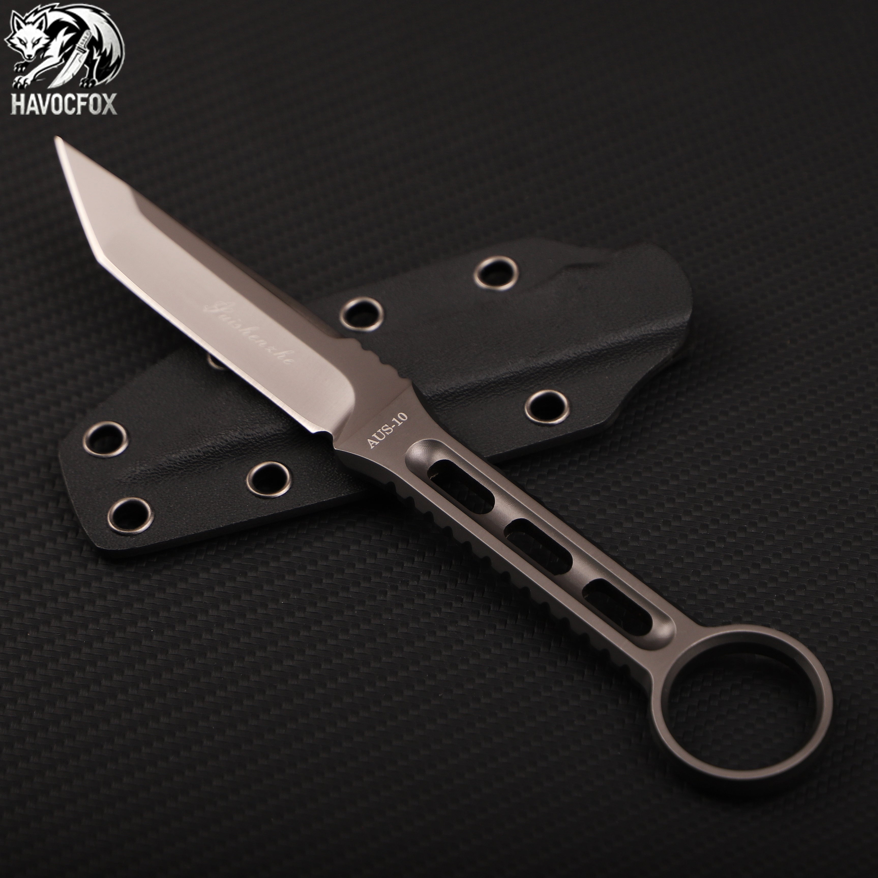 Keleixi T-RAY (T-Ray) Integrated Ring Handle Straight Knife