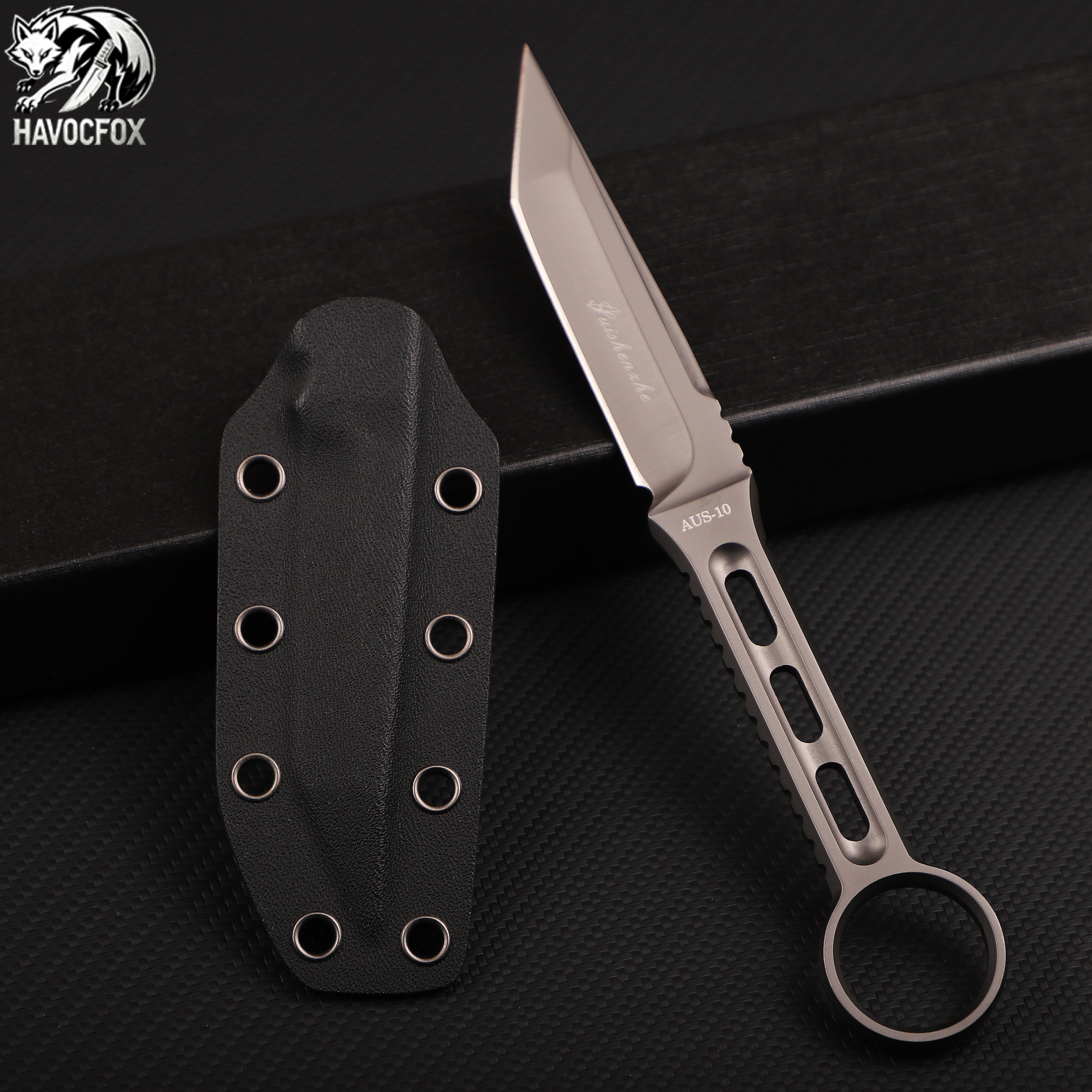 Keleixi T-RAY (T-Ray) Integrated Ring Handle Straight Knife