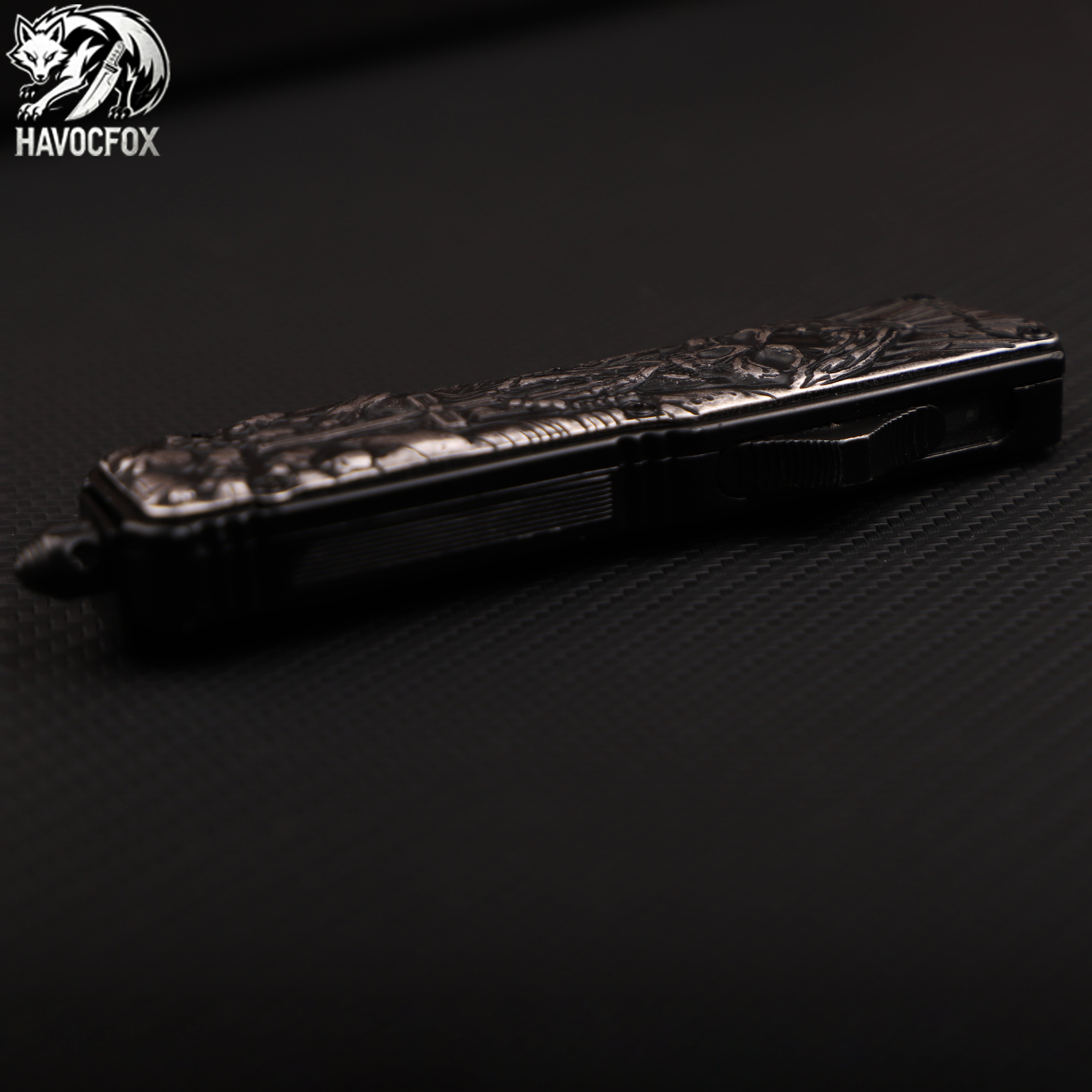 KG Scarab Skull Engraved OTF Automatic Knife
