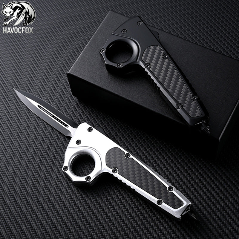Black/Silver Tactical OTF Automatic Knife