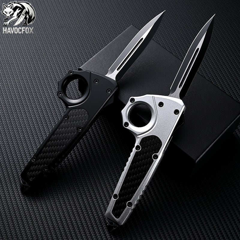 Black/Silver Tactical OTF Automatic Knife