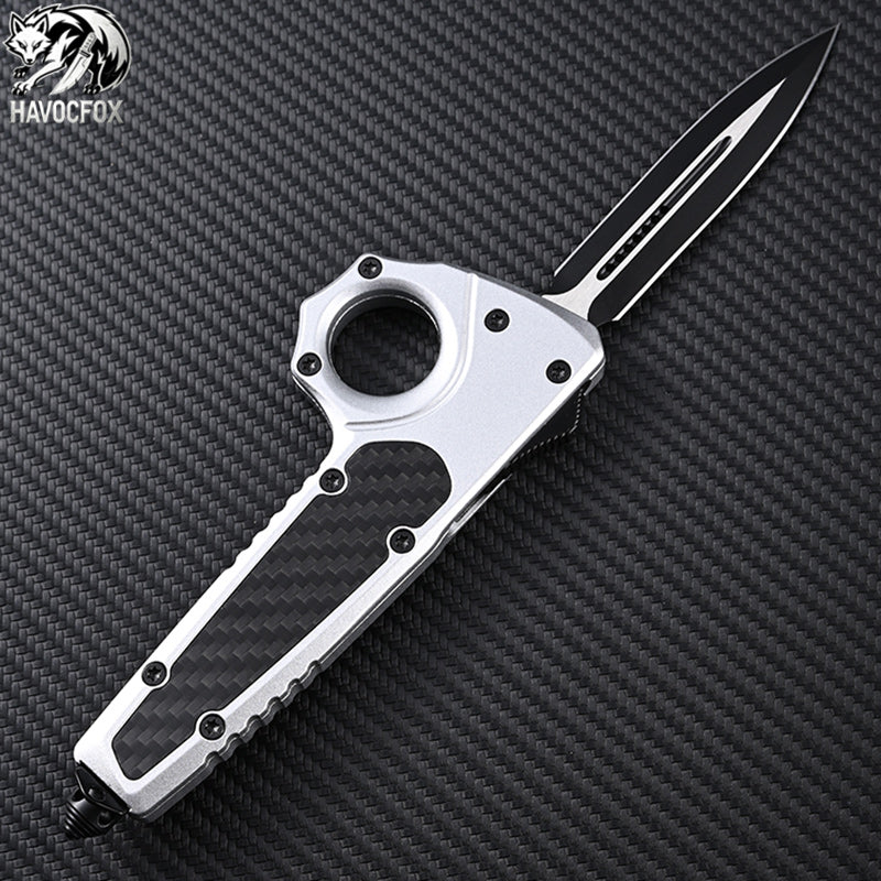 Black/Silver Tactical OTF Automatic Knife