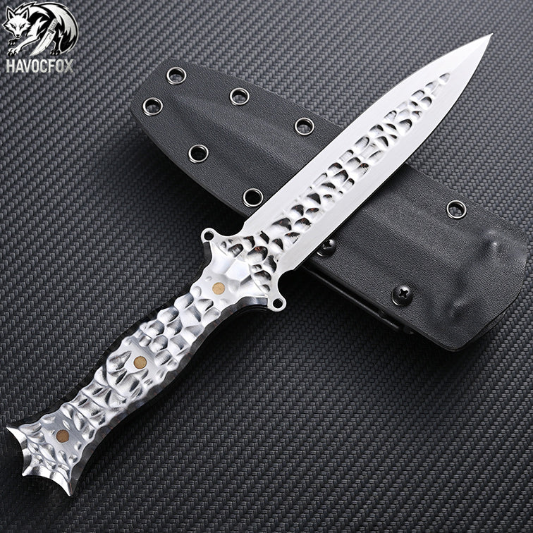 Hammer Texture Double Edge Tactical Dagger Fixed Blade Knife