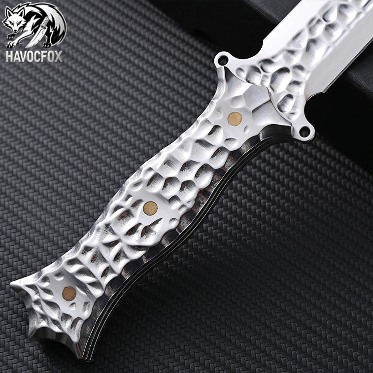 Hammer Texture Double Edge Tactical Dagger Fixed Blade Knife