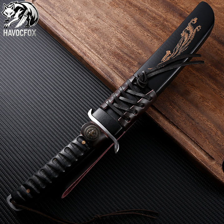 Japanese Tanto Tactical Fixed Blade Knife（Black Samurai Edition）