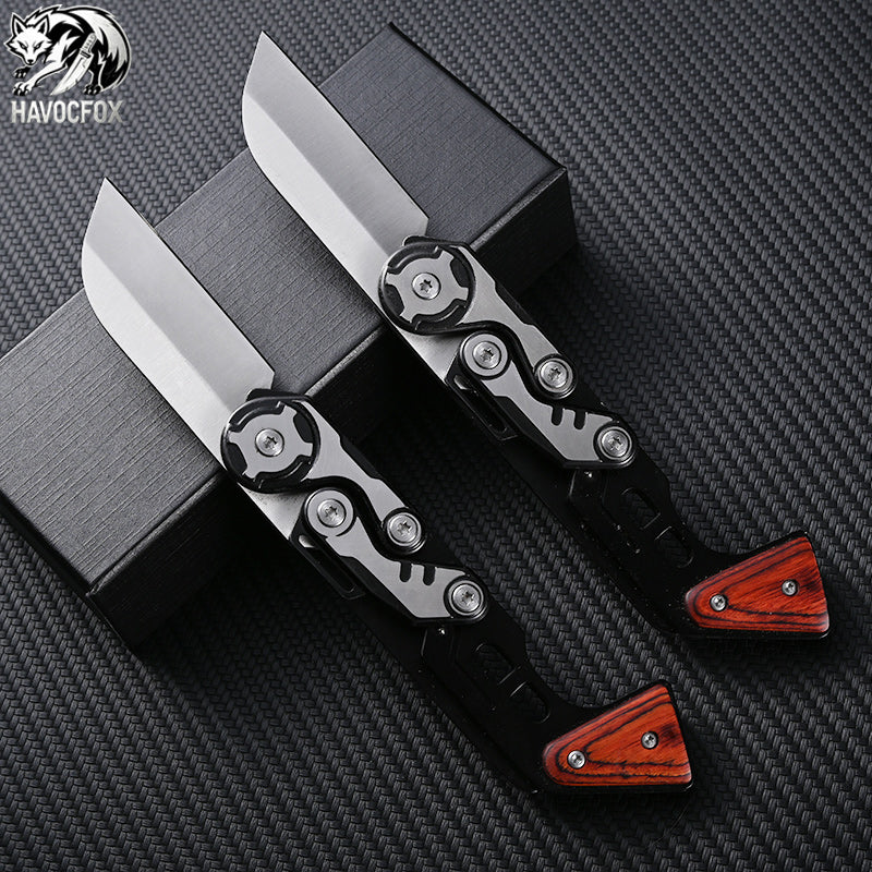 Multi-functional Mecha Style Mechanical Linkage Folding EDC Utility Pocket Knife