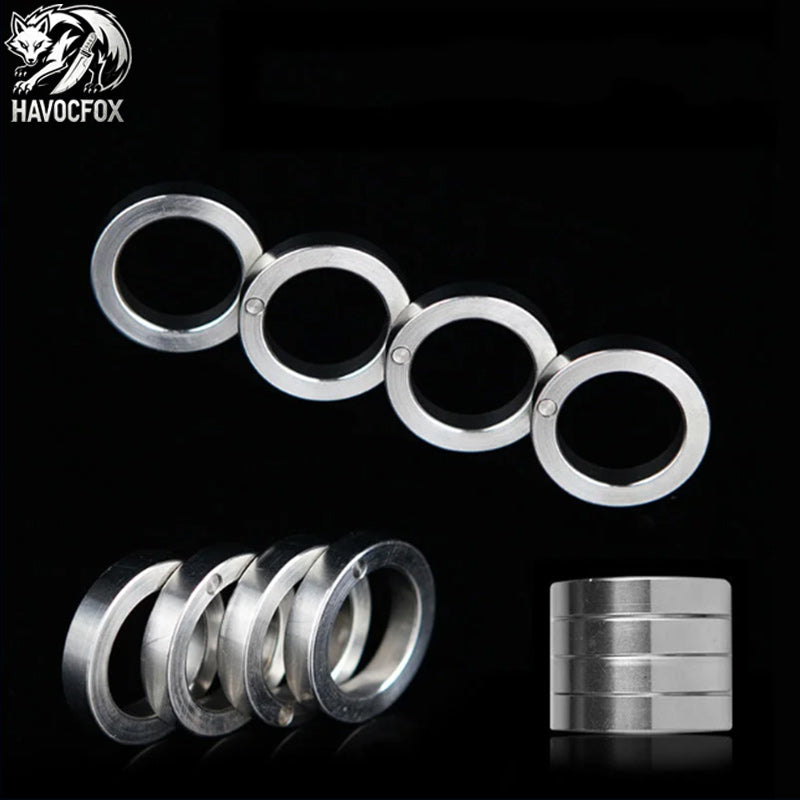 Four Finger Brass Knuckle Duster Fidget Ring Stainless Steel Foldable Defense-GS140