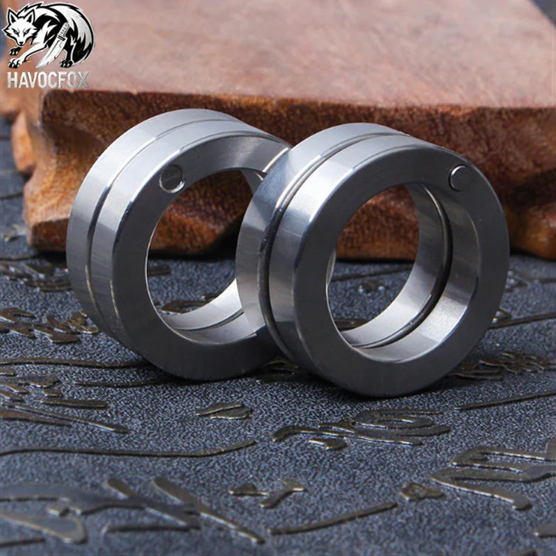 Four Finger Brass Knuckle Duster Fidget Ring Stainless Steel Foldable Defense-GS140