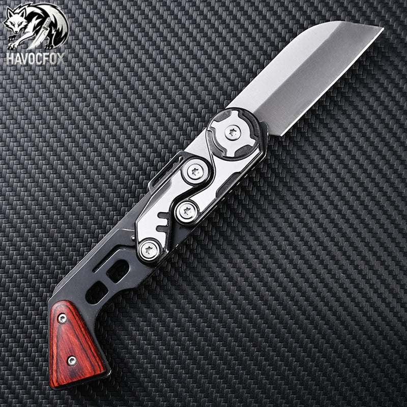 Multi-functional Mecha Style Mechanical Linkage Folding EDC Utility Pocket Knife