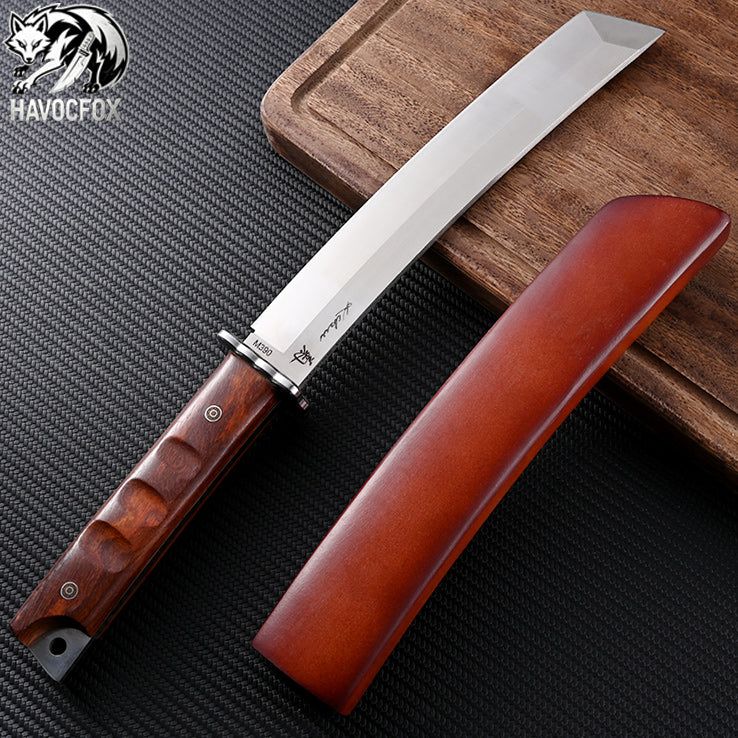 Japanese-style flat-head short blade multi-functional outdoor fixed-blade knife
