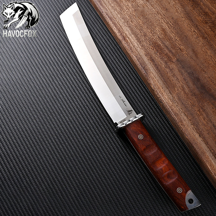 Japanese-style flat-head short blade multi-functional outdoor fixed-blade knife