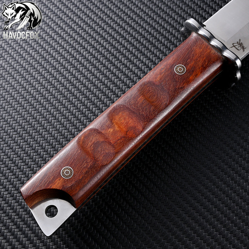 Japanese-style flat-head short blade multi-functional outdoor fixed-blade knife
