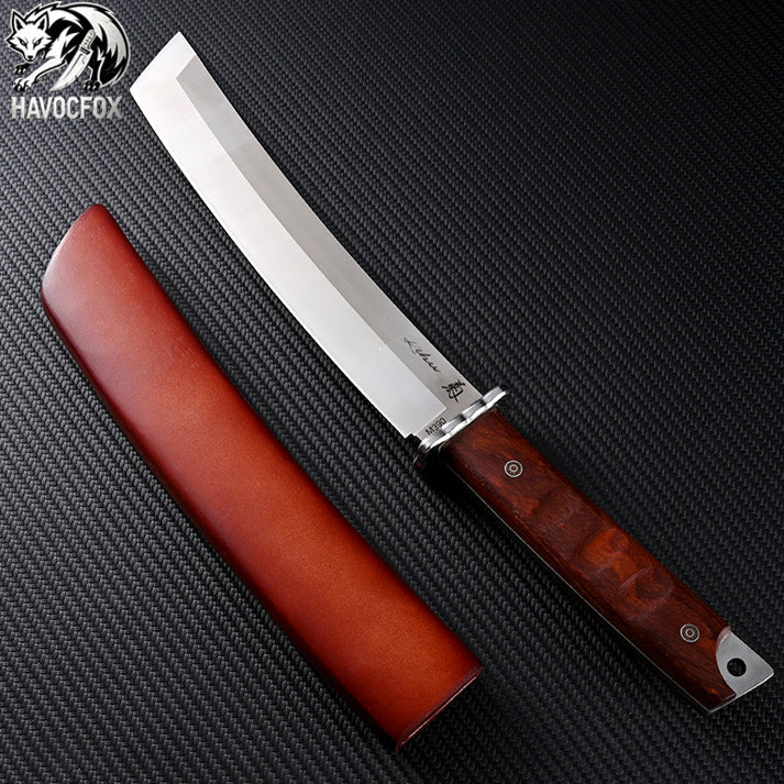 Japanese-style flat-head short blade multi-functional outdoor fixed-blade knife
