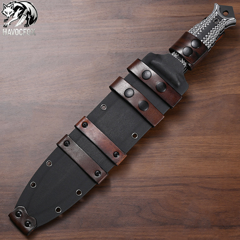 Miller Bros M9 Wave Pattern Micarta Handle Full Tang Survival Tactical Dagger Fixed Blade Knife