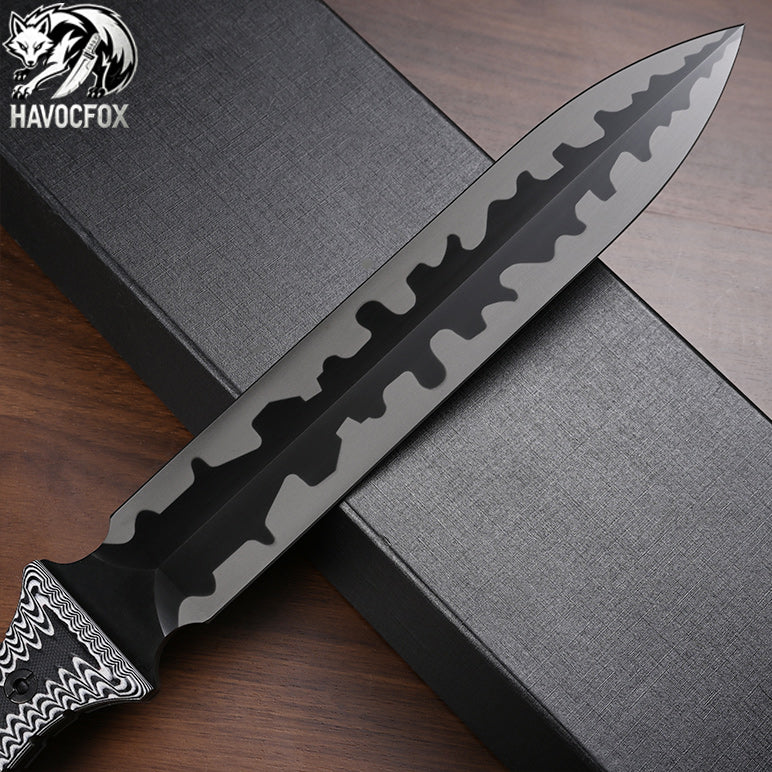Miller Bros M9 Wave Pattern Micarta Handle Full Tang Survival Tactical Dagger Fixed Blade Knife