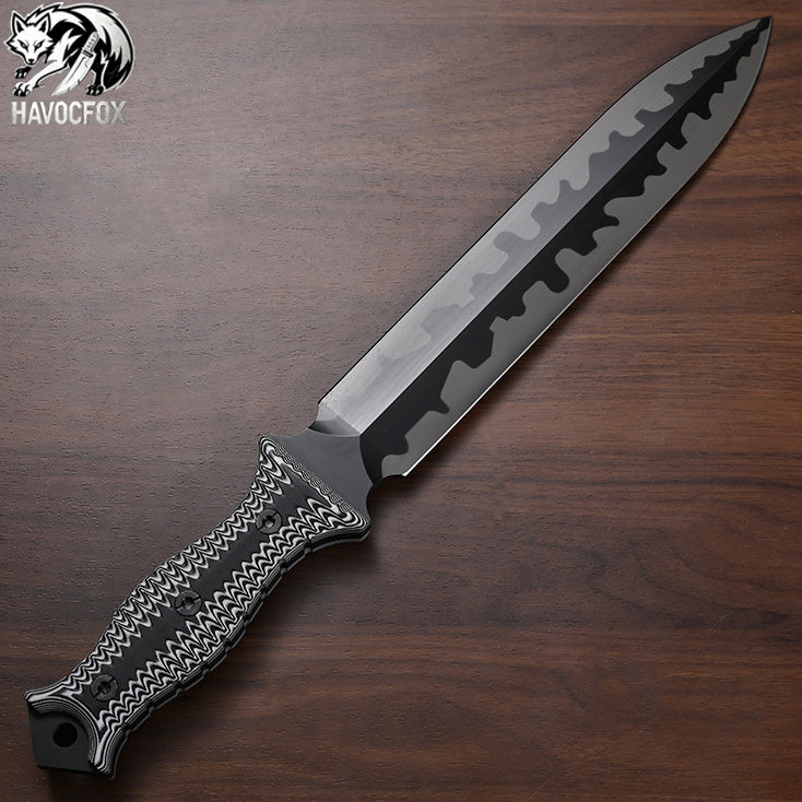 Miller Bros M9 Wave Pattern Micarta Handle Full Tang Survival Tactical Dagger Fixed Blade Knife