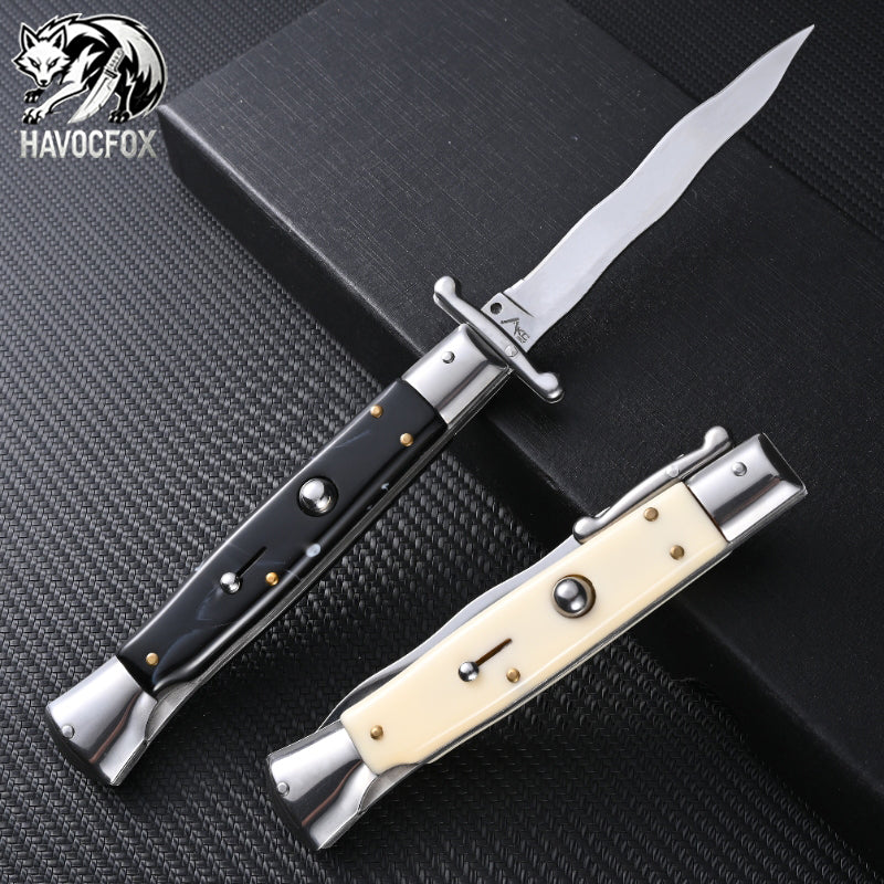 10-inch Italian Stiletto Wave Blade Side-Opening Automatic Knife