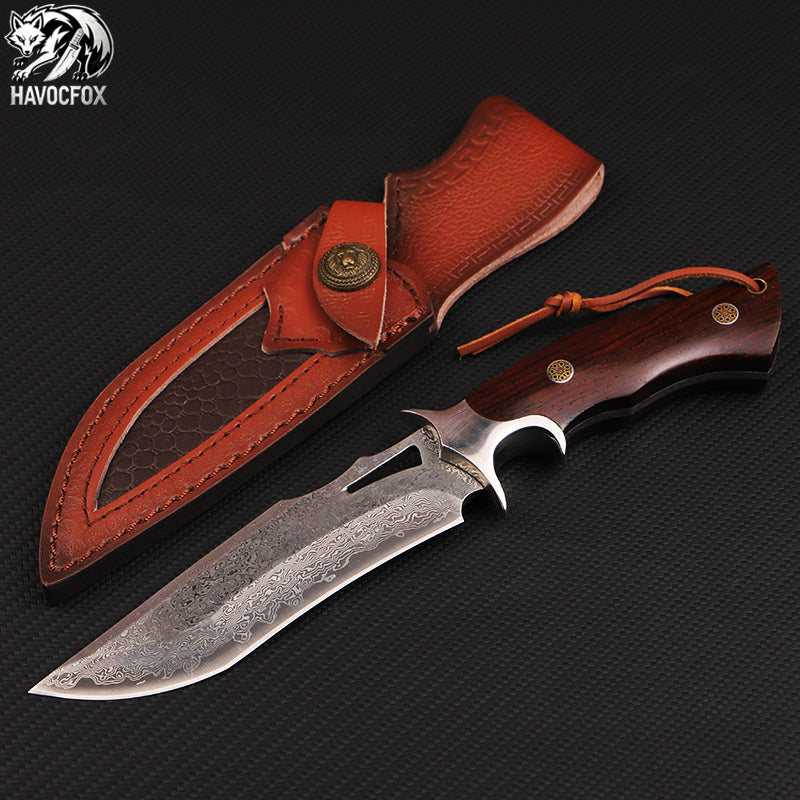 Damascus steel multi-functional tactical straight knife