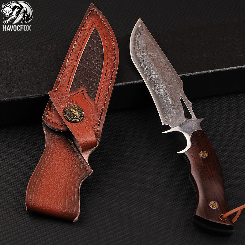 Damascus steel multi-functional tactical straight knife