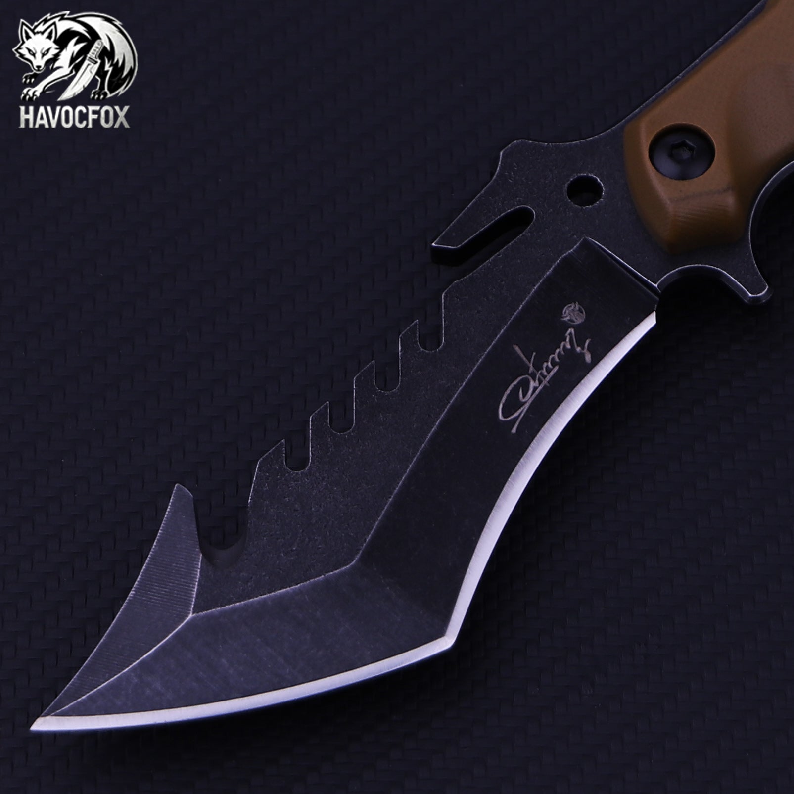 Tan G10 Handle Half Serrated Tanto Tactical Fixed Blade Survival Knife