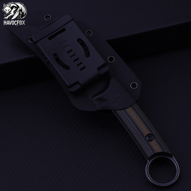 Camo G10 Finger Ring Fixed Blade Karambit Knife