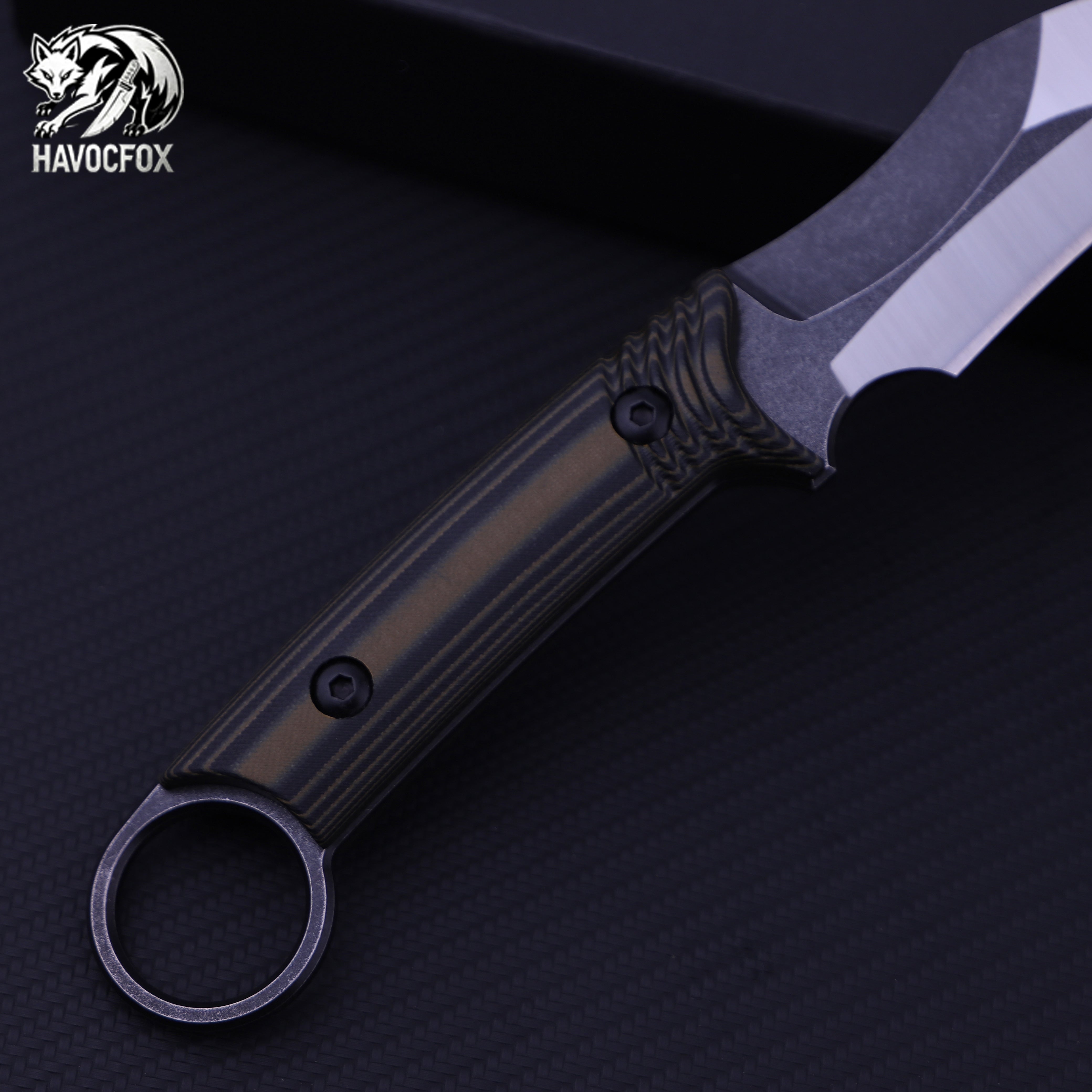 Camo G10 Finger Ring Fixed Blade Karambit Knife