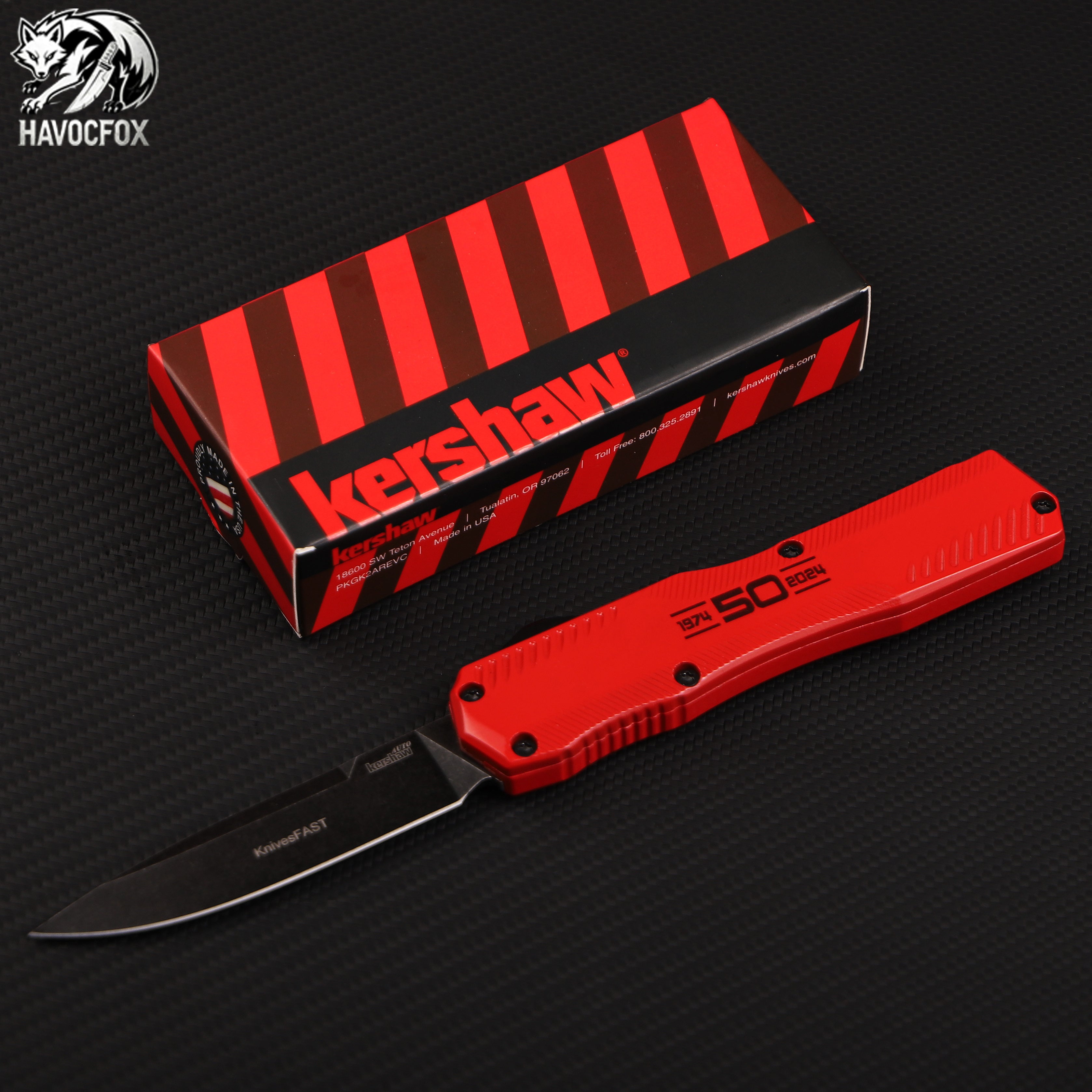 Red OTF Tactical Automatic Knife