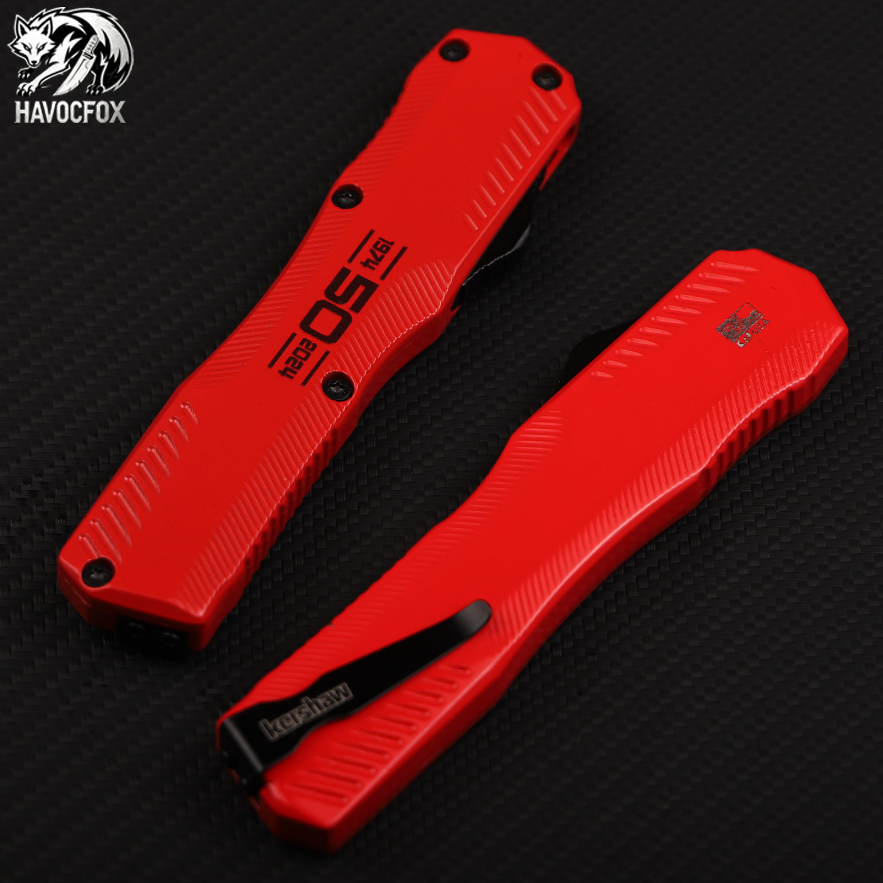 Red OTF Tactical Automatic Knife